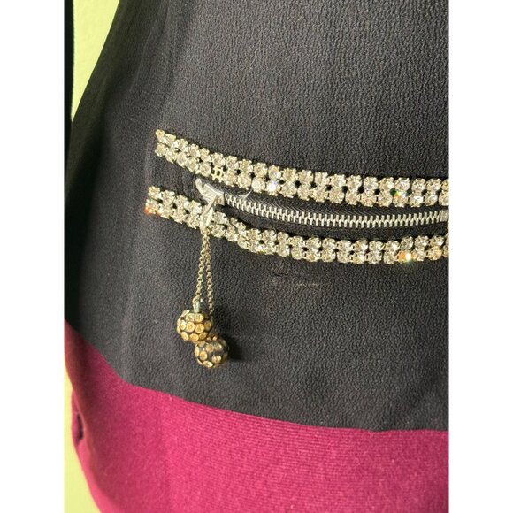 Vintage 1930s Black Crepe Top Blouse Rhinestone Embellished Size S - Picture 8 of 16
